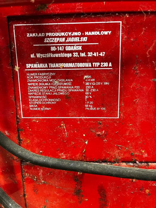 Spawarka transformatorowa 230A 380V – sprawna, mocna, polska produkcja