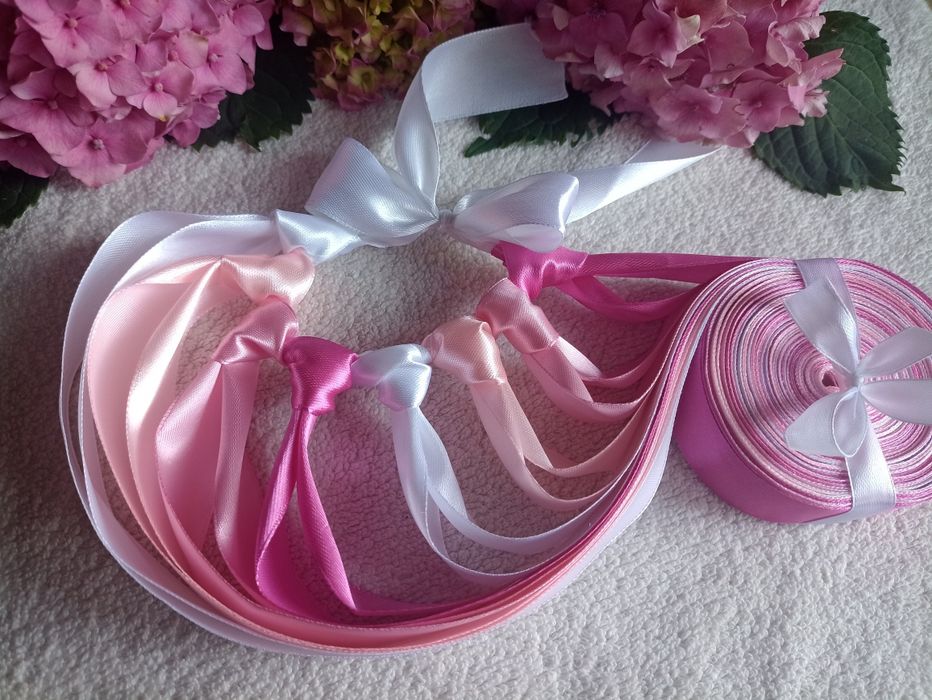 Ring oczepinowy 16 wstążek różowy pudrowy róż, baby pink