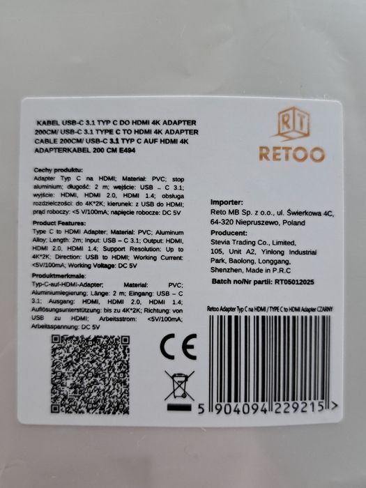 Kabel HDMI - usb C 2 metry