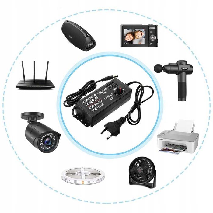 Zasilacz uniwersalny regulowany DC 3-24V 3A Potencjometr AC 100-240V