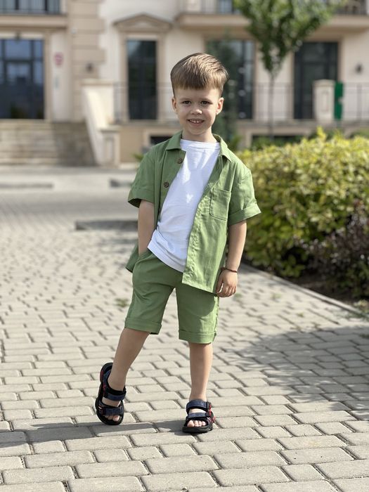 Костюм для хлопчика, сорочка і шорти, льон