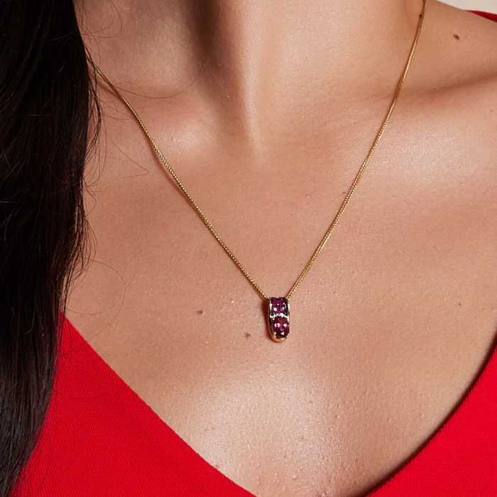 Zawieszka złota z diamentami, rubinami i topazem ZZ18526