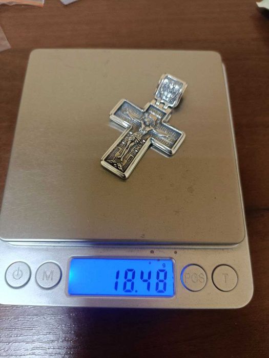 Мужская серебряная цепочка Колос крест 925 пробы. Срібний ланцюг хрест