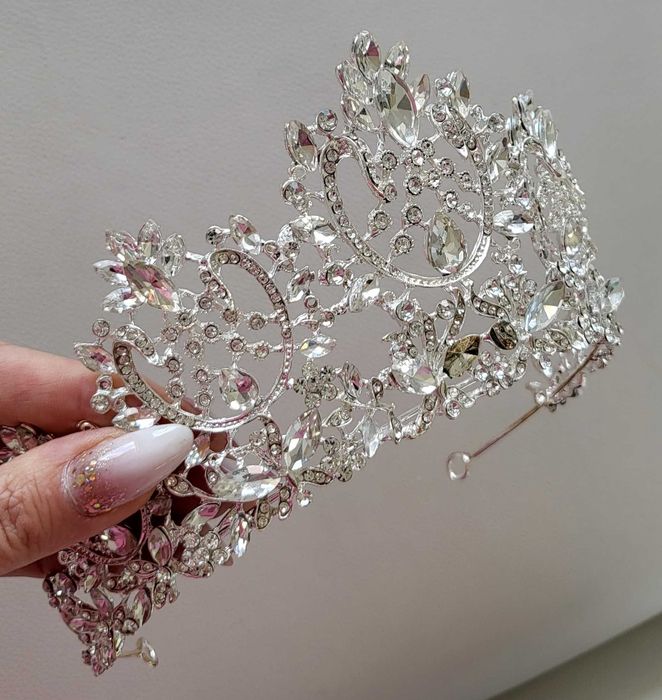 Srebrna Korona diadem kryształy swarovski