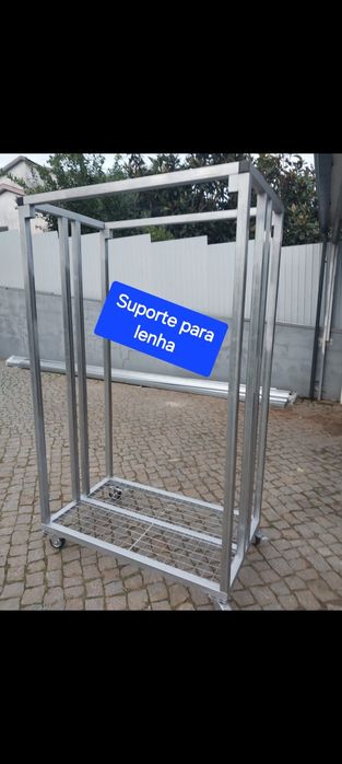Suporte para lenha em tubo galvanizado é desmontável para  transportar