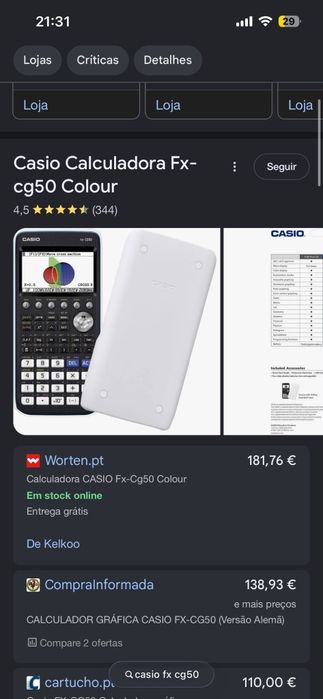 Máquina calculadora científica Casio Nova