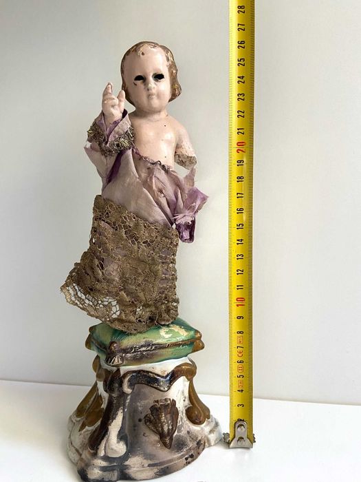 Antiga Escultura bebê de Jesus em gesso