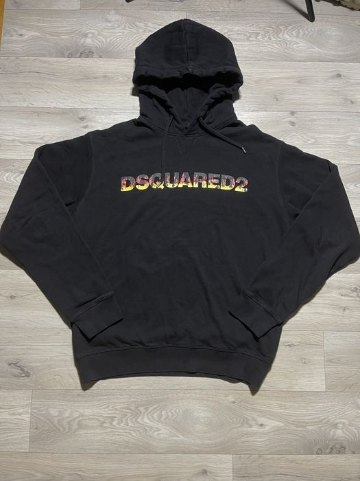 Оверсайз худі Dsquared2 чоловіче чорне худі велике лого