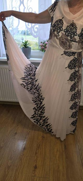 Sukienka damska maxi pudrowy róż rozmiar 50 na wesele