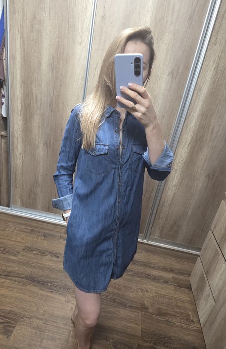Pimpie sukienka jeansowa koszulowa oversize 36 s