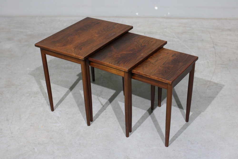 Conjunto de 3 mesinhas dinamarquesas em pau santo