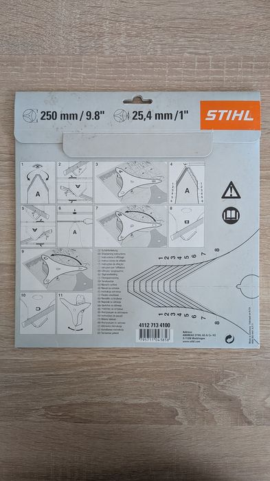 Tarcza Nóż do wycinania zarośli STIHL 250 mm / 25.4 mm NOWY Trójząb