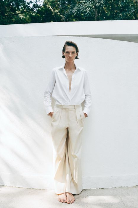 Брюки штани з защіпами білі ZARA