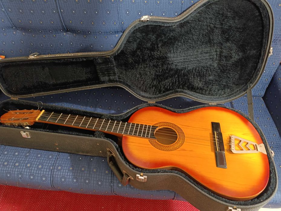 Viola c/ caixa de pele e interior almofadado