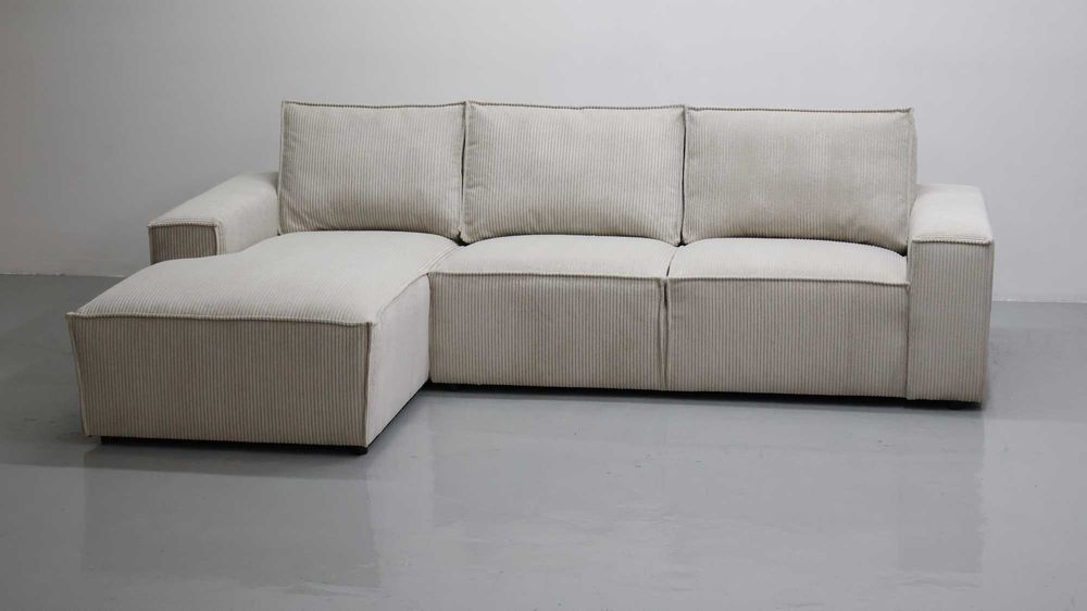 TPB Narożnik kanapa rogówka sofa Poduszki Salon Tkanina Poso jasny beż