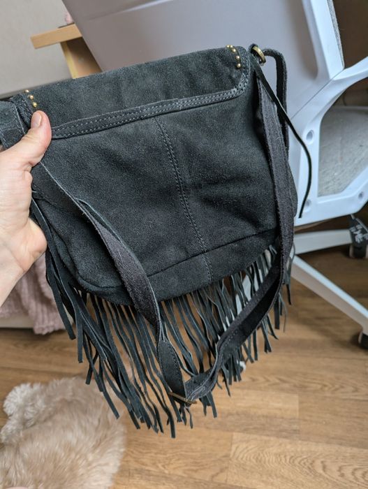 Замшева сумка з бахромою
