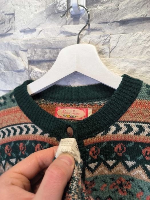 Sweter Kardigan Marie Theme Damski Wełniany Wełna Vintage Rozpinany