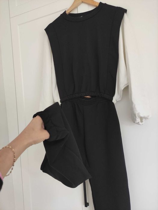 Dres komplet czarno biały S