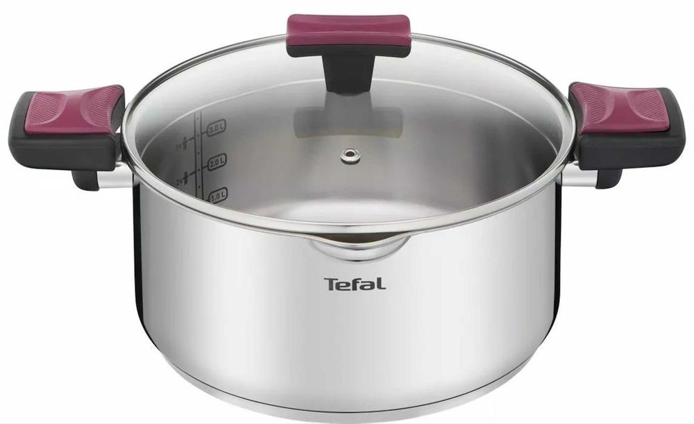 Каструля нержавійка Tefal Cook&Clip 24см 5 л Кастрюля с крышкой Тефаль