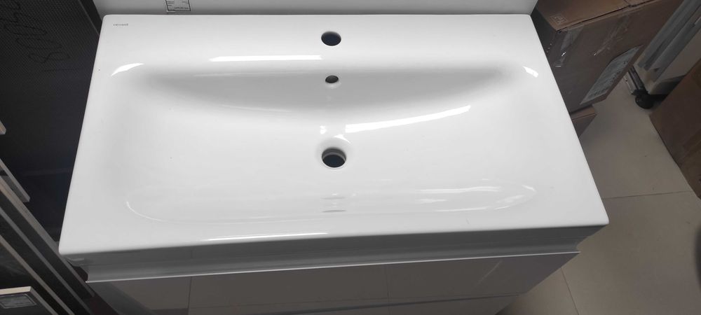 Меблі для ванної кімнати тумба підвісна Moduo з умивальником 80см біла