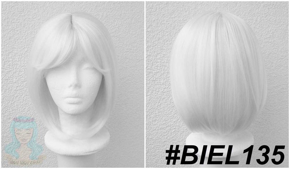 Krótka biała peruka bob z grzywką krótki biały wig 2B Nier Automata