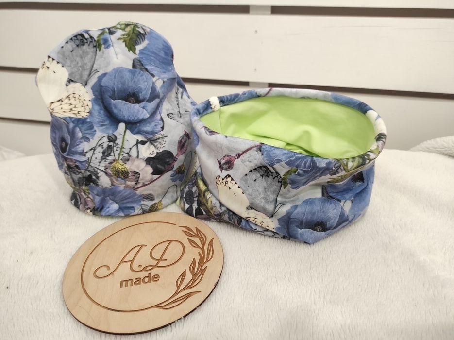 Komplet Chabrowa łąka czapka, Komin Welur