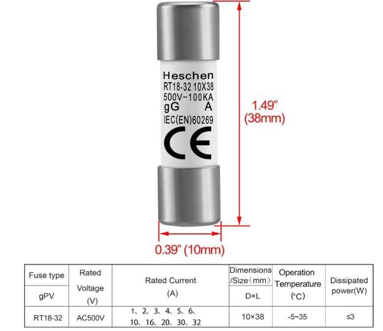 Ceramiczny bezpiecznik cylindryczny 4A 500V 10 sztuk Heschen