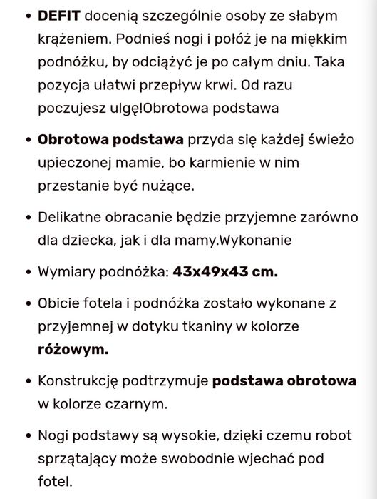 Fotel z podnóżkiem różowy wypoczynkowy