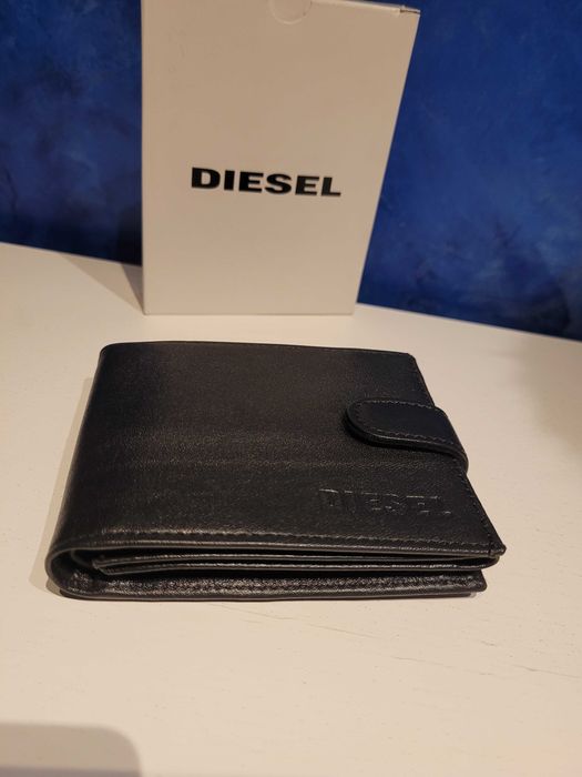 Czarny męski skórzany portfel Diesel