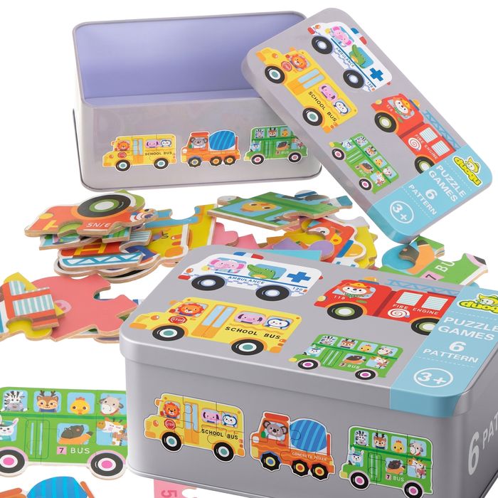 Puzzle W Puszce Układanka Edukacyjna Dla Dzieci Pojazdy 30 Puzzli
