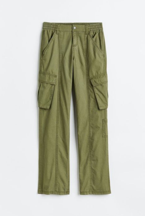 Calças cargo H&M em lona verde tropa - como novas