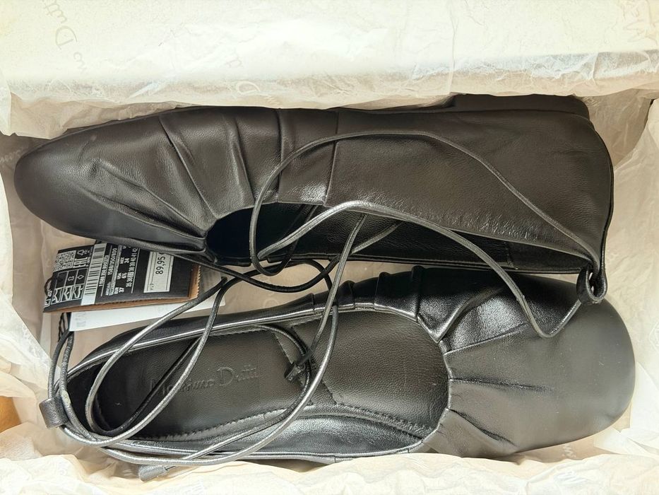 Балетки шкіряні чорні Massimo Dutti