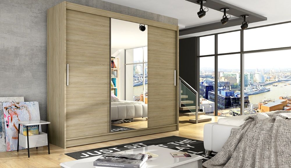 Szafa Przesuwna Garderoba BOSTON 1 250cm LED 4 Kolory DOSTAWA 10 dni