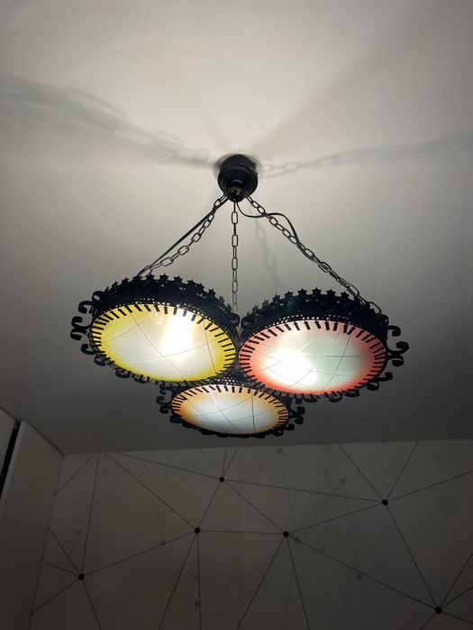 Żyrandol z prl metalowy