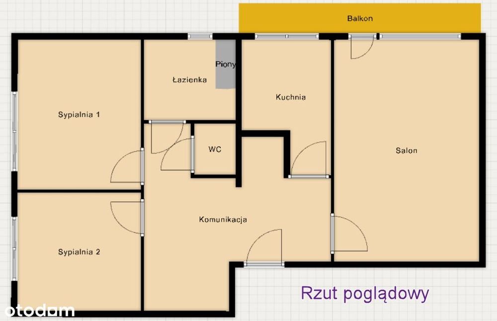 Rozkładowe, 3 - pokojowe mieszkanie z balkonem - pod remont