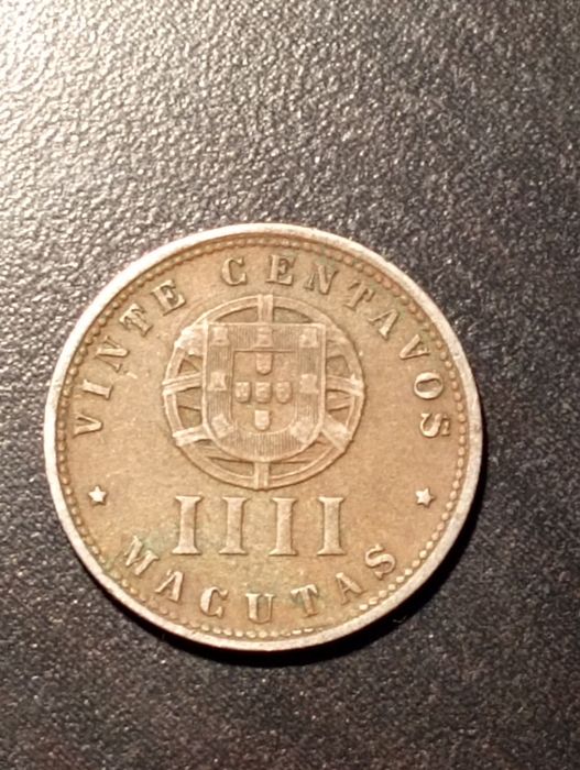 20 centavos - IIII Macutas RARA: Eixo inclinado	- Angola 1927