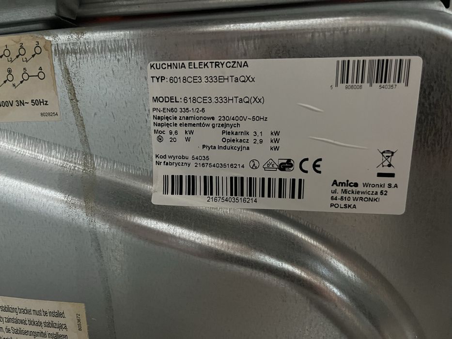 Kuchenka Amica elektryczna 60cm |12msc |Dobry stan |Dowóz