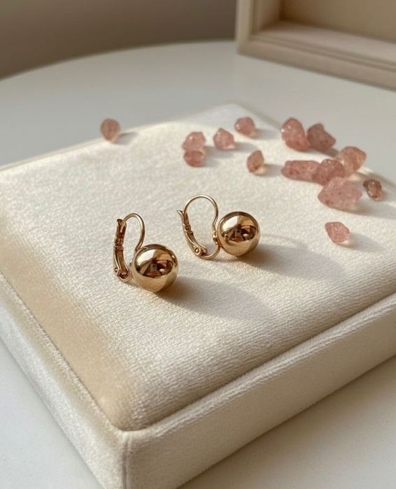 Kolczyki pozłacane kuleczki ze stali chirurgicznej 316l