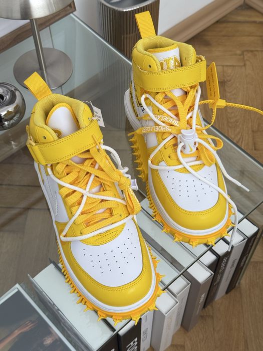 Оригинал Off White Nike Air Force 1 Mid Sp Leather ‘Varsity Maize’