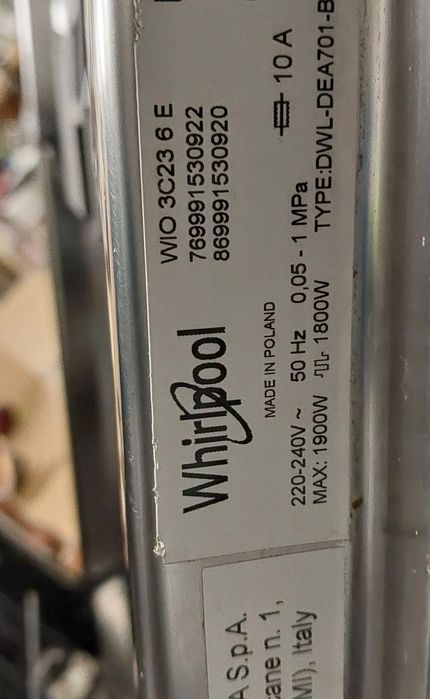Zmywarka do zabudowy Whirlpool wio 3c23 6e