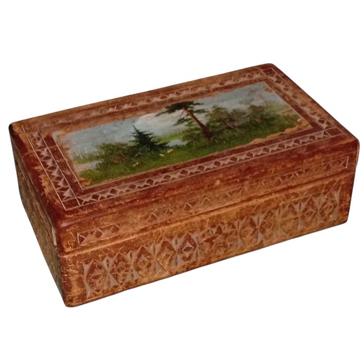 Шкатулка деревянная с рисунком