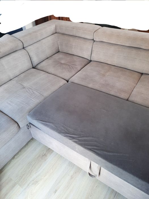 Sofa rozkładana, 5 osobowa, szara