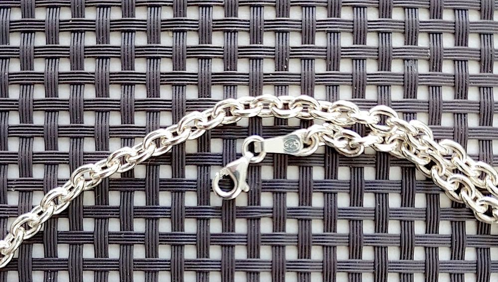 Серебряная цепочка якорное плетение с родированием. Италия. 925 проба.