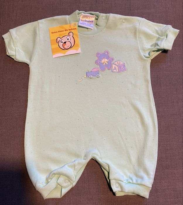 Rampers body krótki rękawek 76-80 cm Belvit bawełna seledyn nowe