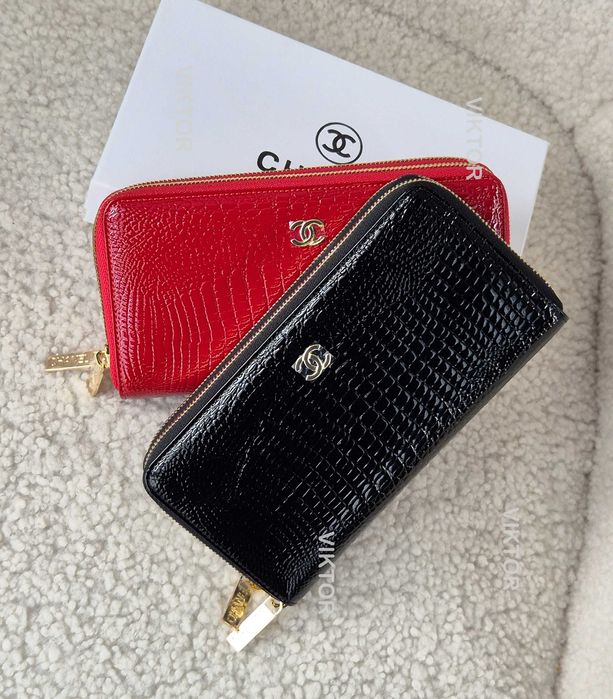 Кожаный женский кошелек на двух молниях. Шкіряний гаманець