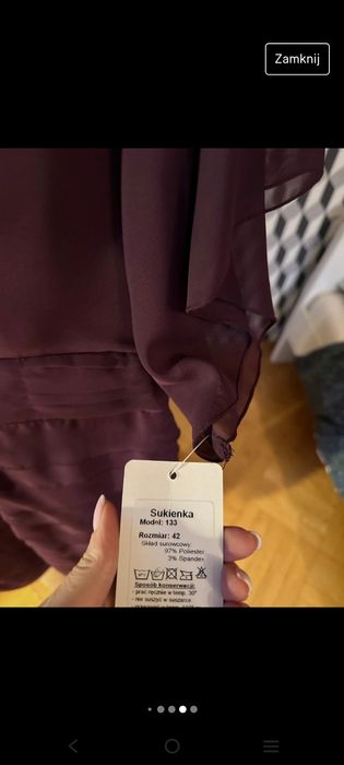 Sukienka bordowa elegancka cekiny 38/40/42 nowa wesele komunia