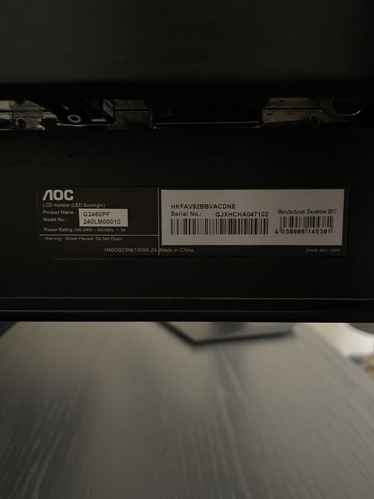 Monitor AOC 24” 144hz G2460PF