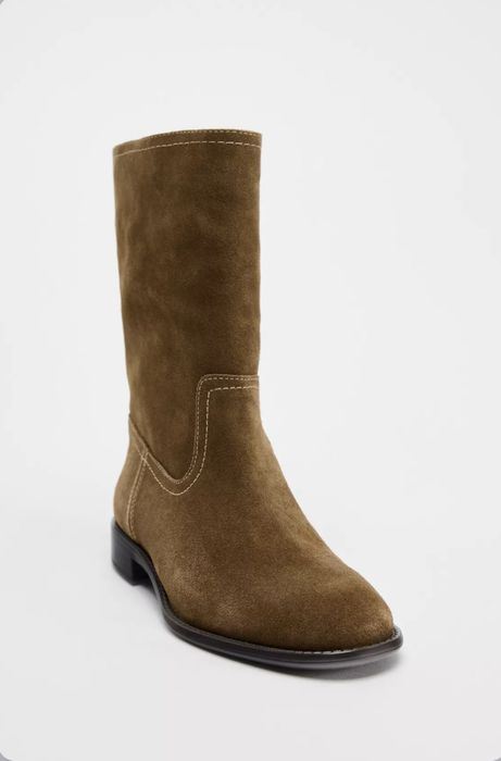 Черевики, чоботи Zara, замшеві, 39,5-40 розмір! НОВІ