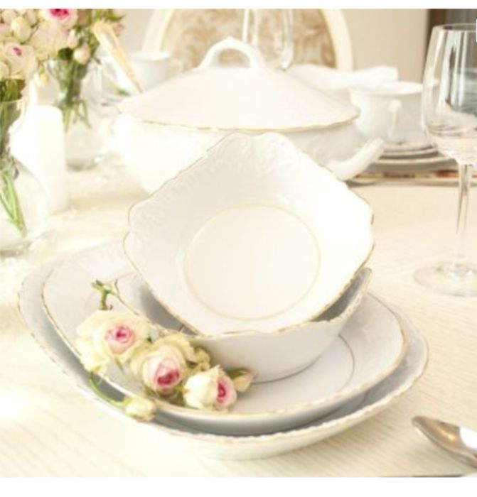 Ćmielów Rococo Serwis obiadowy dla 12 osób 44 el. złoty