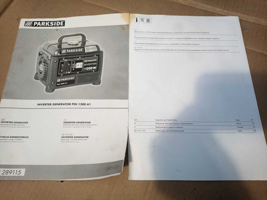 Agregat inwerterowy  prądotwórczy  Parkside  1 kW pgi 1200 ai